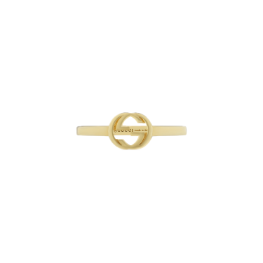 Anell Gucci Interlocking or groc 18 k amb GG gravada