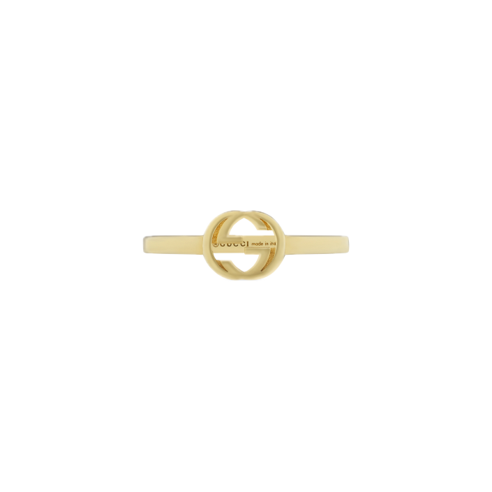 Anell Gucci Interlocking or groc 18 k amb GG gravada