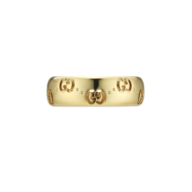 Anillo Icon fino oro amarillo 18 k con GG perforada