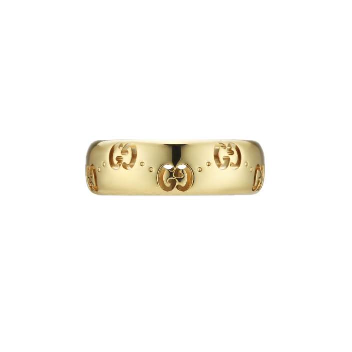 Anillo Icon fino oro amarillo 18 k con GG perforada