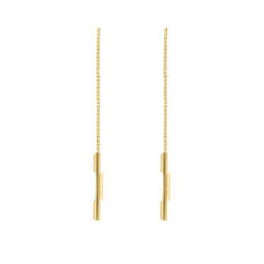 Arracada Gucci Link to Love or groc 18 kt amb cadena i barra gravada