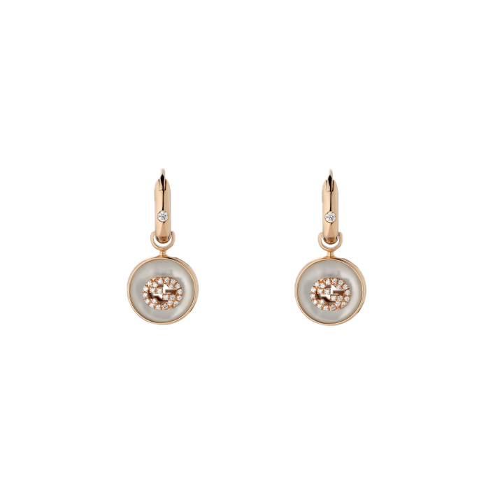 Pendientes Gucci Interlocking oro rosa 18 ct con diamantes
