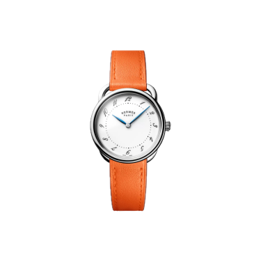 Rellotge Hermès Arceau 30 mm — blanc i Swift taronja Rellotge Hermès Arceau 30 mm — blanc i Swift taronja