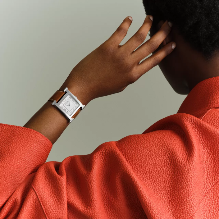 Heure H 34 × 30 mm watch steel with Barenia strap Heure H 34 × 30 mm watch steel with Barenia strap