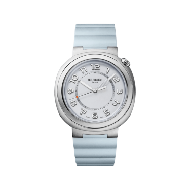 Hermès Cut 36 mm acier cadran bleu opalin mouvement H1912
