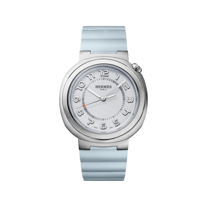 Hermès Cut 36 mm acier cadran bleu opalin mouvement H1912