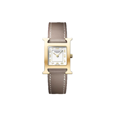 Heure H small yellow gold-plated with Swift Etoupe Heure H small yellow gold-plated with Swift Etoupe