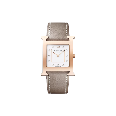 Heure H medium yellow gold-plated with Swift Etoupe Heure H medium yellow gold-plated with Swift Etoupe