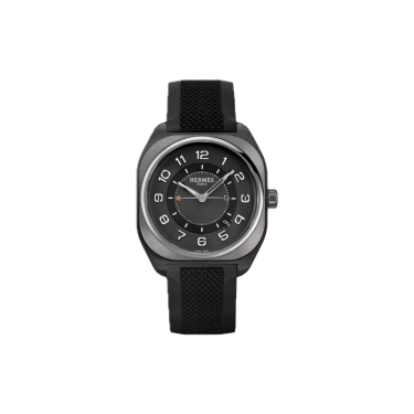 Hermès H08 42 × 39 mm titanium DLC with black rubber