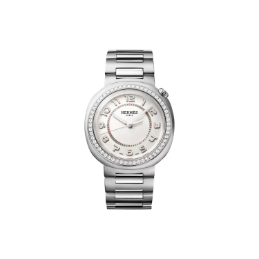 Hermès Cut 36 mm diamond-set case with steel bracelet
