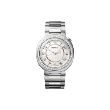 Hermès Cut 36 mm diamond-set case with steel bracelet