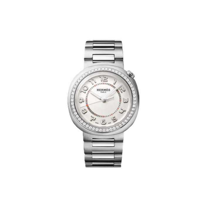Hermès Cut 36 mm diamond-set case with steel bracelet