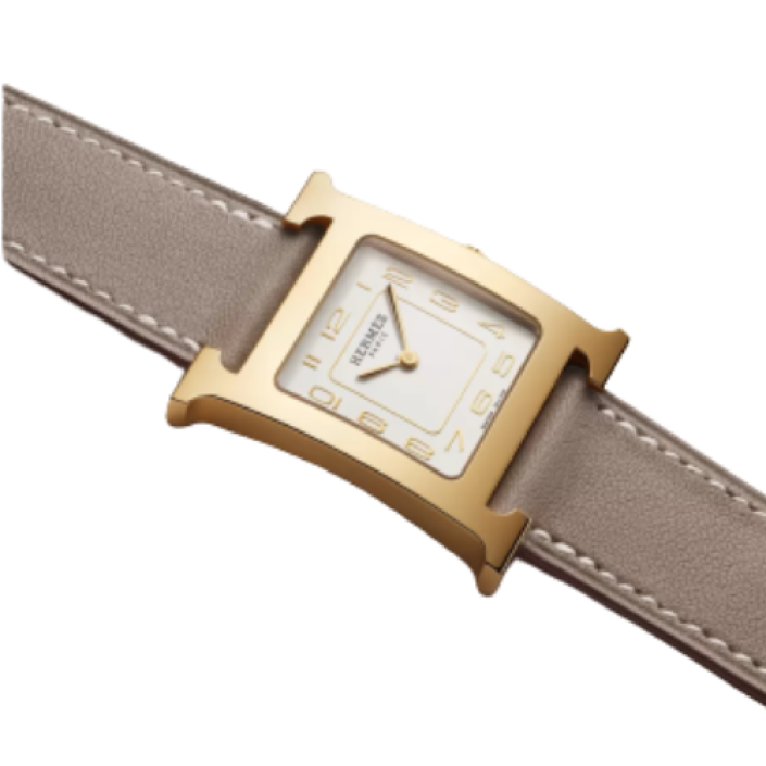 Hermès Heure H XS | Yellow gold-plated & Barenia