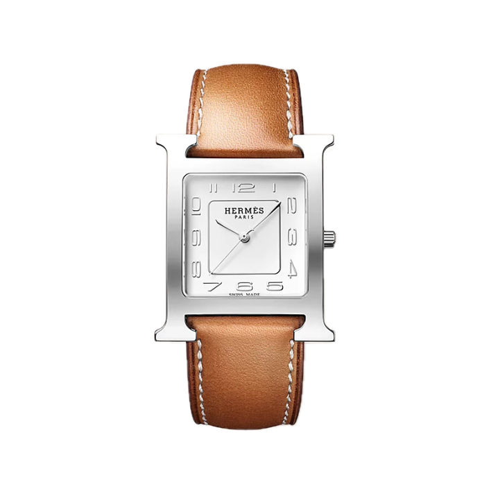 Heure H 34 × 30 mm watch steel with Barenia strap Heure H 34 × 30 mm watch steel with Barenia strap