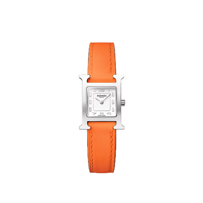 Heure H 21 × 17 mm watch steel Swift orange strap Heure H 21 × 17 mm watch steel Swift orange strap