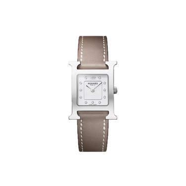 Heure H 25 × 21 mm steel white lacquer with diamonds Heure H 25 × 21 mm steel white lacquer with diamonds