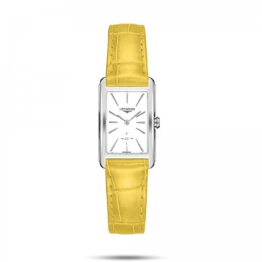 STEEL WATCH & YELLOW DIAL LEATHER  DOLCEVITA LONGINES L5512Y 
