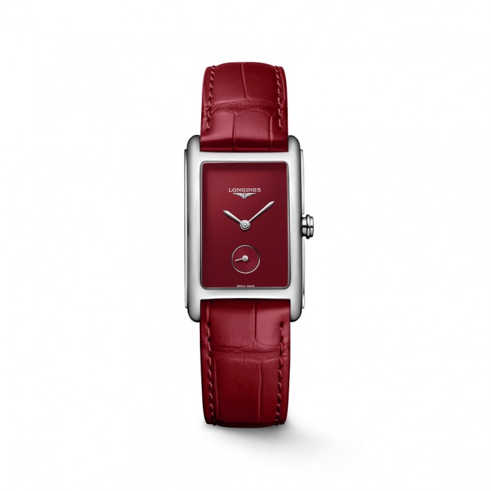STEEL WATCH & RED DIAL LEATHER DOLCEVITA LONGINES L5512V