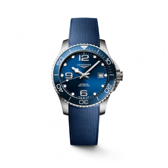 Montre Acier et Caoutchouc Bleu 39mm Hydroconquest Longines