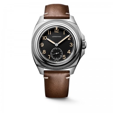 Steel watch and black dial Pilot Majetek Longines