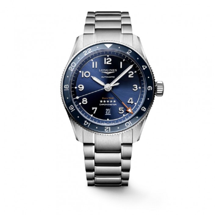 STEEL WATCH AND BLUE DIAL 42MM AUTOMATIC CHRONOMETER GMT SPIRIT ZULU TIME LONGINES