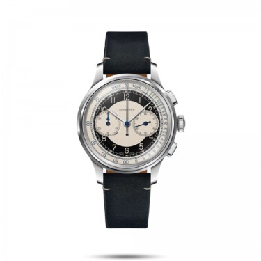 Montre chronographe automatique acier & cuir Heritage Classic Longines l2830sl