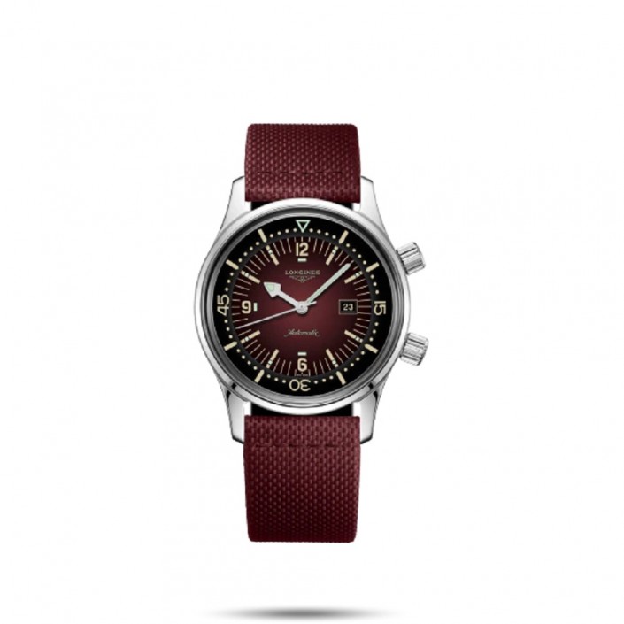 Steel watch garnet synthetic strap Legend Diver Longines
