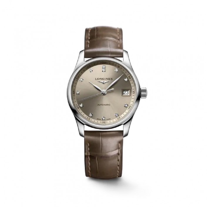 Reloj Acero & Diamantes Piel Master Collection Longines