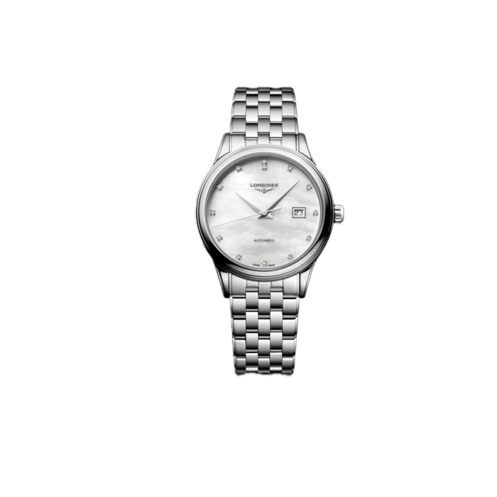 Longines Flagship Classic 30 mm — automatic watch with white mother‑of‑pearl dial