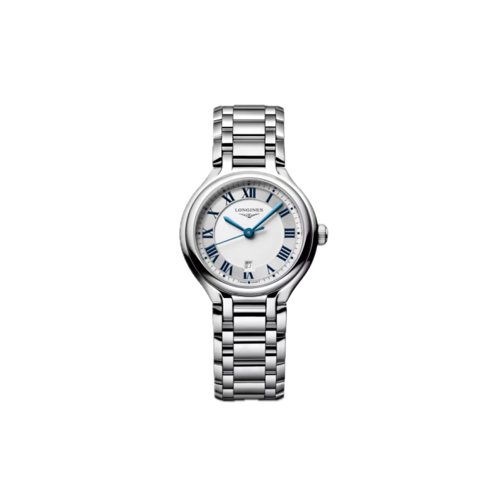 Longines PrimaLuna 30 mm — reloj de cuarzo con esfera plateada sunray
