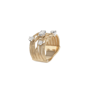 Anell amb cinc aros d’or groc de 18 qt i diamants – Marrakech Couture