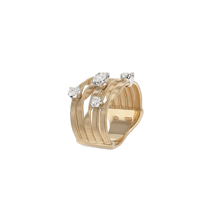 Anell amb cinc aros d’or groc de 18 qt i diamants – Marrakech Couture