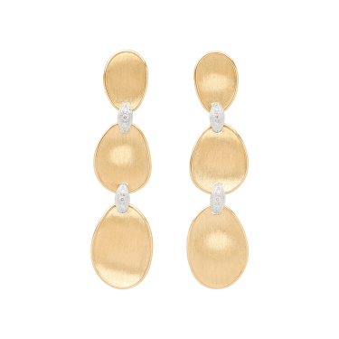 Pendientes triples de oro amarillo de 18 qt con diamantes – Lunaria Diamonds