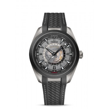  Omega Seamaster grade 2 titanium black dial and rubber GMT-WT Co-Axial Master Chronometer Aqua Terra 150M watch