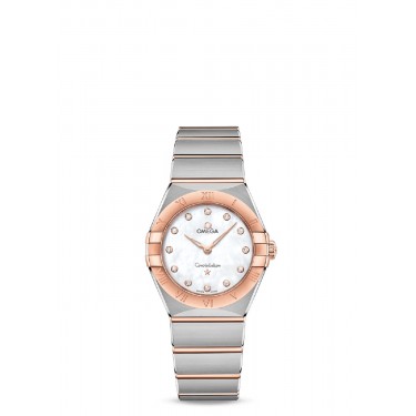 STEEL WATCH-SEDNA GOLD & DIAMONDS-MOTHER OF PEARL 28 MM CONSTELLATION OMEGA 13120W-MP