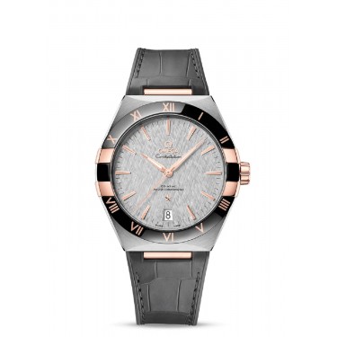 Omega Constellation watch 41 mm in Sedna gold and stainless steel with black ceramic bezel