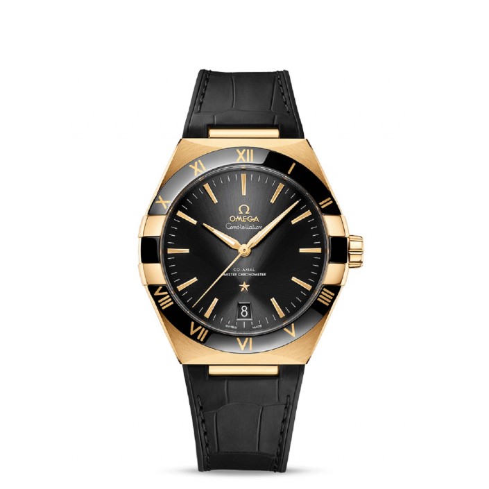 13163B YELLOW GOLD & LEATHER 41MM CONSTELLATION OMEGA