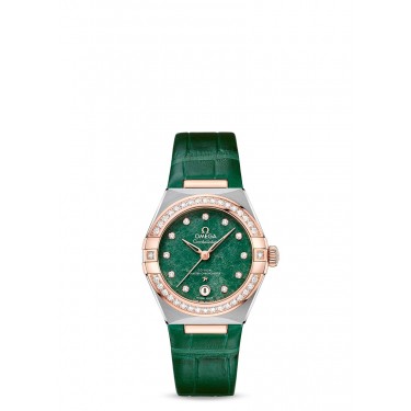 STEEL WATCH & GOLD SEDNA-DIAMONDS NATURAL GREEN AVENTURINE DIAL 29 MM COAXIAL MASTER CHRONOMETER CONSTELLATION OMEGA