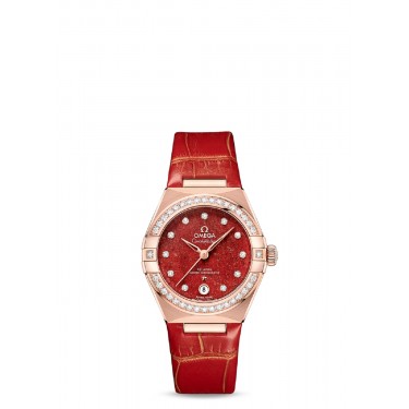 18K Gold Watch & Diamonds-Red Aventurine Constellation Omega 