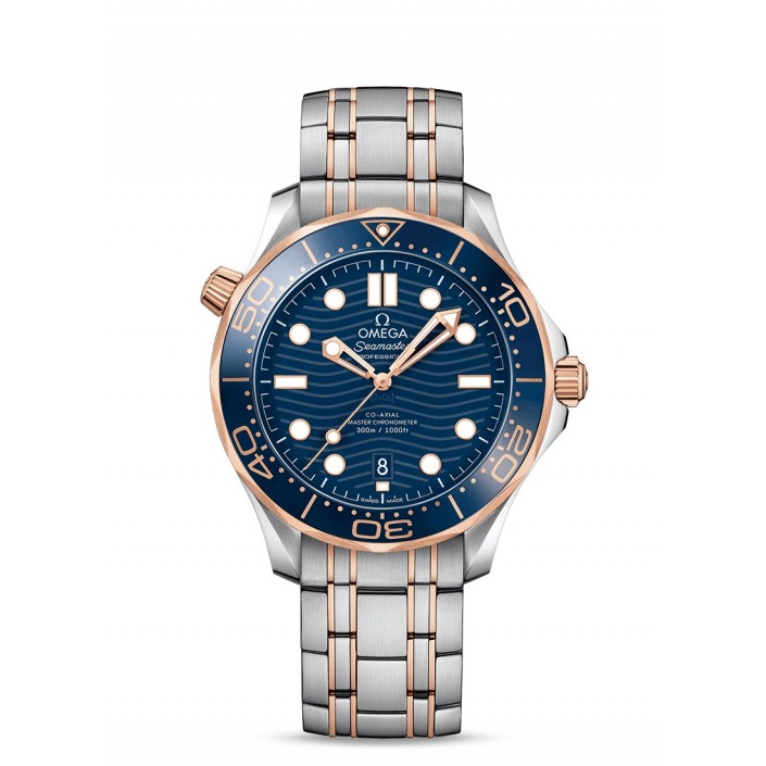 Sedna gold and steel watch blue dial Diver 300 m Seamaster Omega