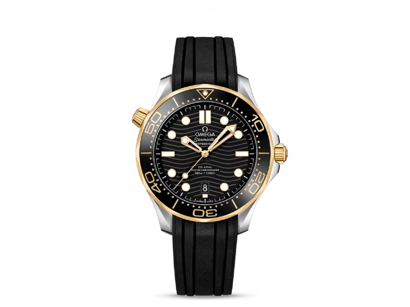 MONTRE 21022B OR JAUNE CAOUTCHOUC ACIER NOIR CHRONOMETRE CO AXIAL 42 MM SEAMASTER DIVER 300 M OMEGA