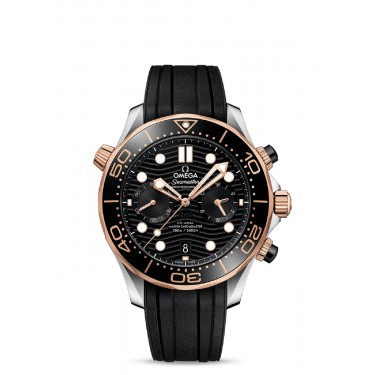 SEDNA GOLD WATCH & STEEL-RUBBER 42 MM CO-AXIAL CHRONOMETER SEAMASTER DIVER 300 M OMEGA 21022B 