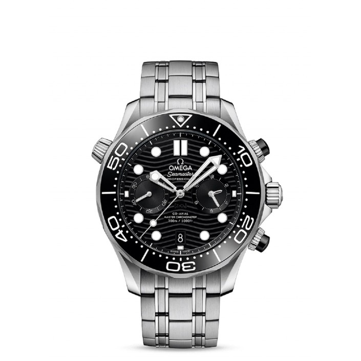 Steel watch black dial Chronograph Seamaster Diver 300 m Omega