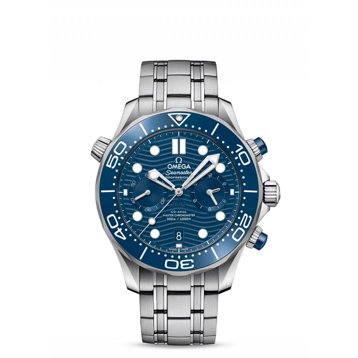 Steel watch black dial Chronograph Seamaster Diver 300 m Omega