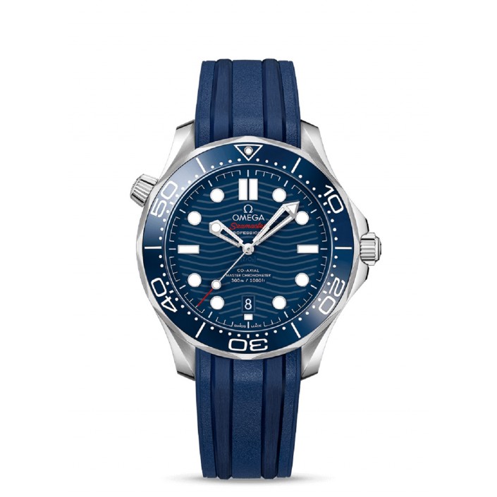 Steel and blue rubber watch Seamaster Diver 300m Omega