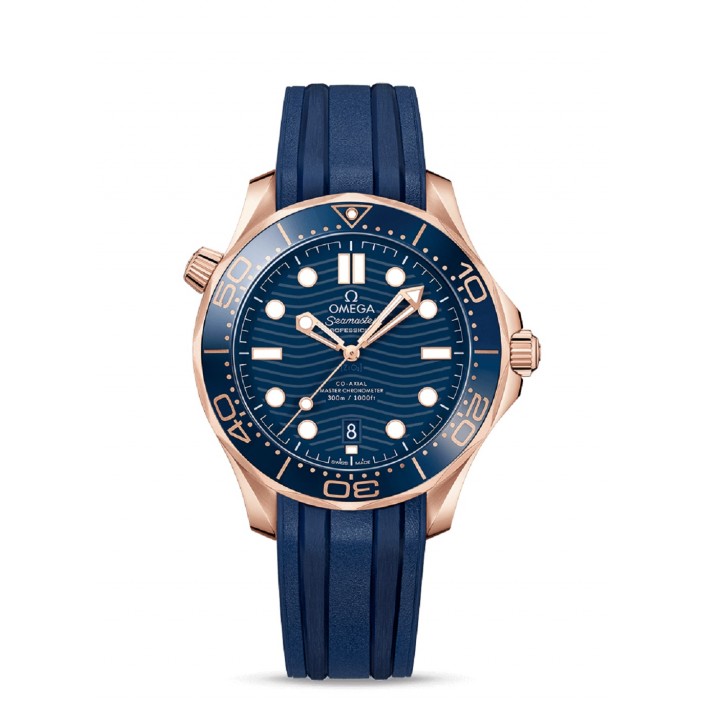 21062B SEDNA GOLD & BLUE RUBBER 42 MM CO-AXIAL CHRONOMETER SEAMASTER DIVER 300 M OMEGA