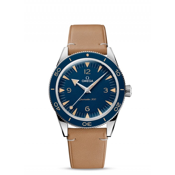 Rellotge en acer & esfera blau-pell Seamaster 300m Omega