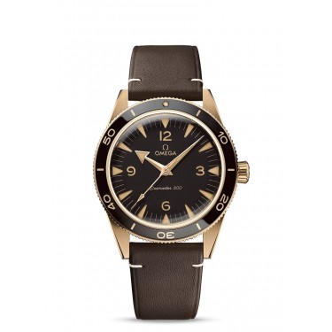 Rellotge en bronze-or & esfera negra-pell Seamaster 300 m Omega