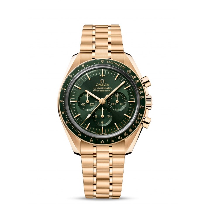 Gold moonshine watch & green dial chronograph Speedmaster Moonwatch Omega