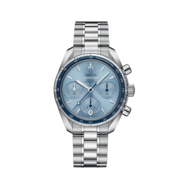Montre en acier et cadran bleu chronographe Co-Axial Speedmaster Omega 
